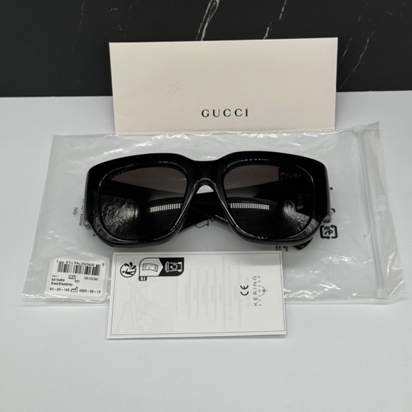 NEW GUCCI OVERSIZED SQUARE WOMEN BLACK SUNGLASSES GUCCI - Picture 14 of 15